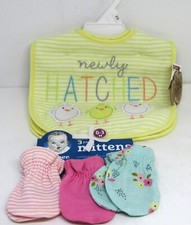 Baby Bibs 3 Pack and 3 Pack Gerber Mittens. New.