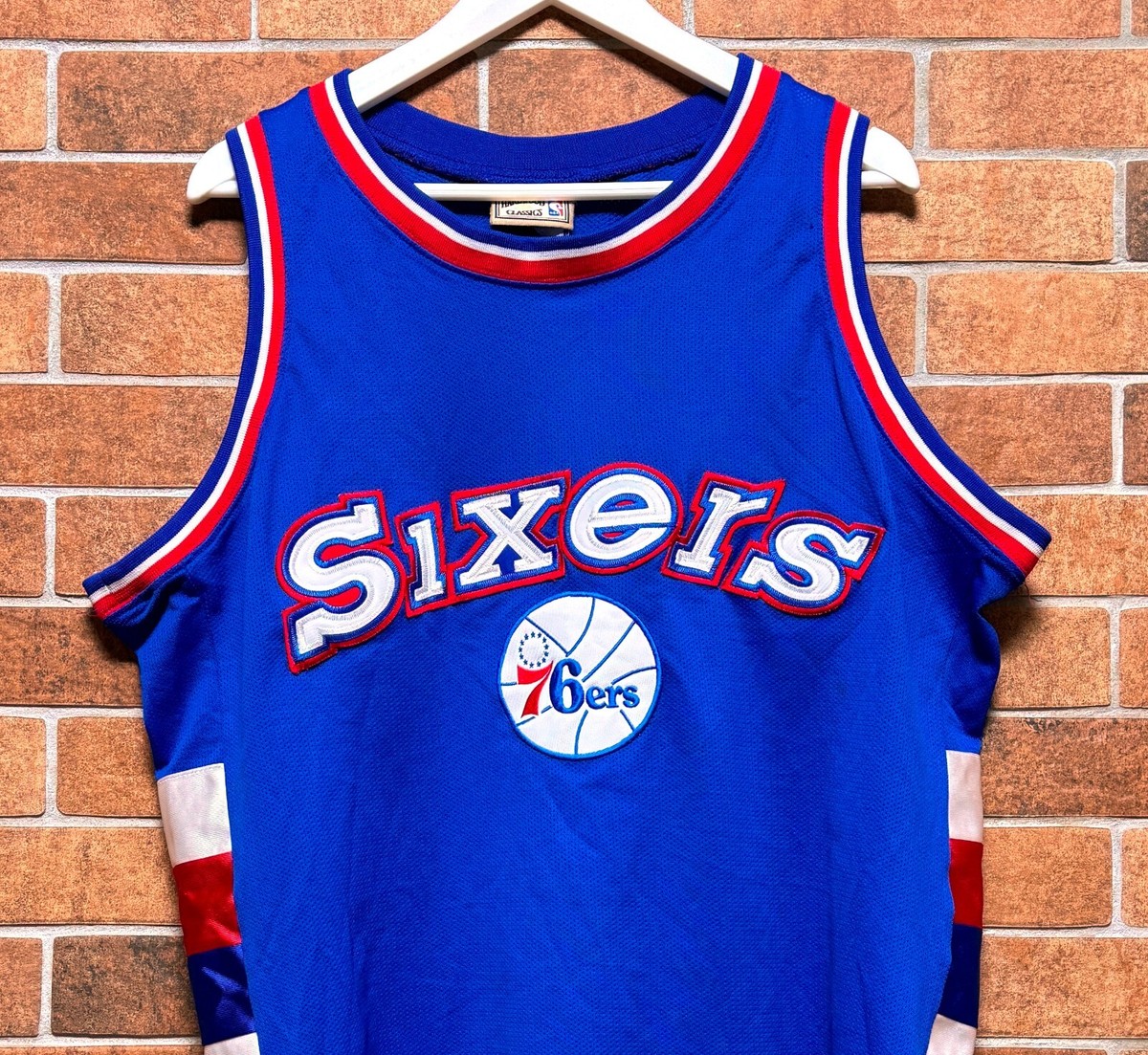 PHILADELPHIA 76ERS SIXERS MAJESTIC HARDWOOD CLASSIC BLUE JERSEY