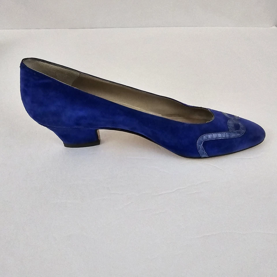 Zapatos de salón Bottega Veneta azul gamuza piel de serpiente detalle 9,5 AA Foto 3 de 4
