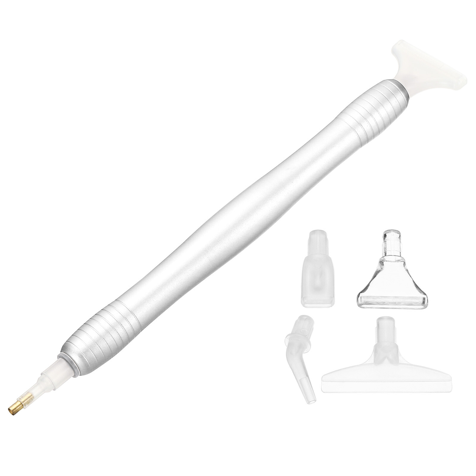 Diamond Painted Art Drill Pen Set, with 6 Replacement Diamond Pen Heads, Silver