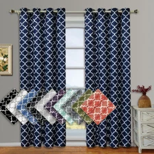 Set of 2 Meridian Grommet Room Darkening Lined Thermal Window Curtain Panels