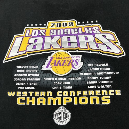 Vintage Los Angeles Lakers Shirt Large Black 2008 Champions Kobe Bryant Tee Mens - Picture 10 of 13