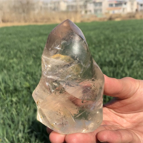Espécimen de cristal de cuarzo natural ahumado tallado en llama de 0,83 lb cura XL2922 - Imagen 12 de 21