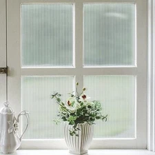  Reeded Glass Window Film, Window Privacy Film, Frosted 17.7"x78.7" (45x200cm)