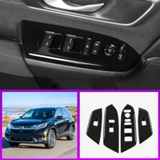 For Honda CRV CR-V 17-2022 LX Glossy Black Glass Window Lifting Lock Panel Trim