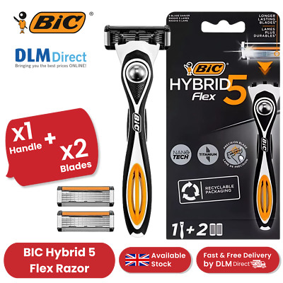 BIC Hybrid 5 Flex Rasierer - inkl. 1 Griff und 2 Klingen für Präzisionsrasur
