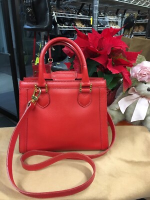 AUTH ETRO 2 WAYS CROSSBODY RED LEATHER HANDBAG