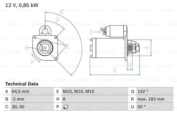 0 986 022 810 BOSCH Starter for DACIA,IRAN KHODRO,LADA,NISSAN,RENAULT