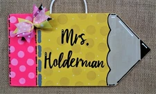 Personalize TEACHER PENCIL SIGN Name Plaque School Class Classroom Wall Hanger
