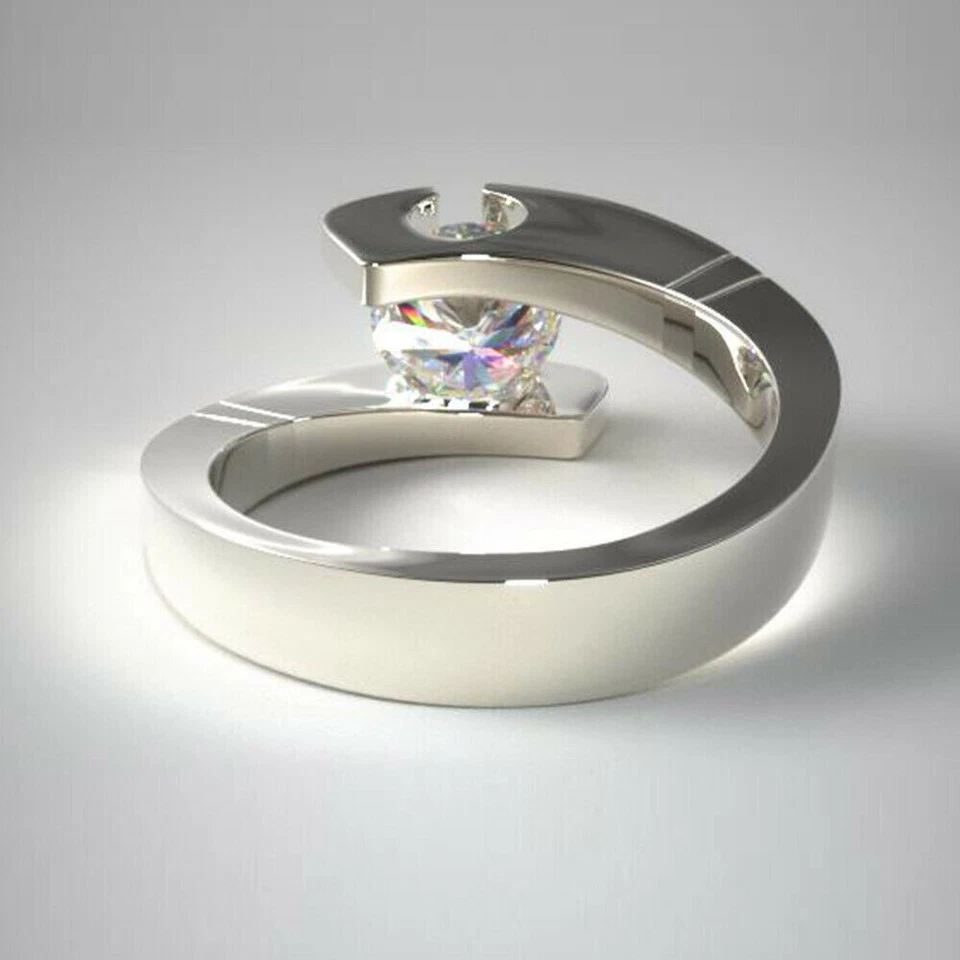 Trauring 2,60 Kt Solitär Hochzeit Ring Diamant Verlobungsring Weißgold-Finish - Bild 4 von 4