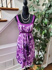 Calvin Klein Women Purple Cotton Scoop Neck Sleeveless Knee Length Dress Size 6