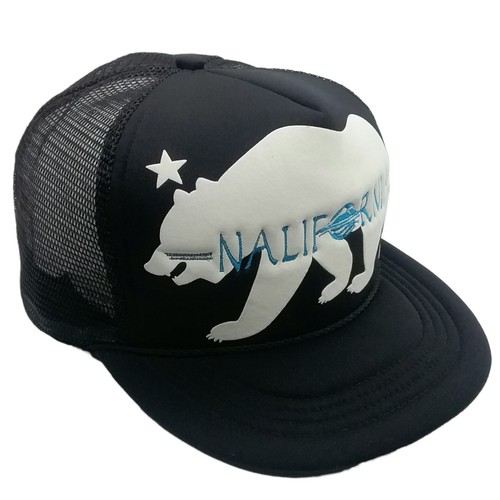 WHANG Nalifornia Flat Brim Trucker Snapback Mesh Back Cap Hat Adult Black - Picture 4 of 7