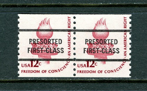US1816c, 1981 12c TORCH, PRECANCELED "PRESORTED" AND LINES, PAIR, MNH (US602)