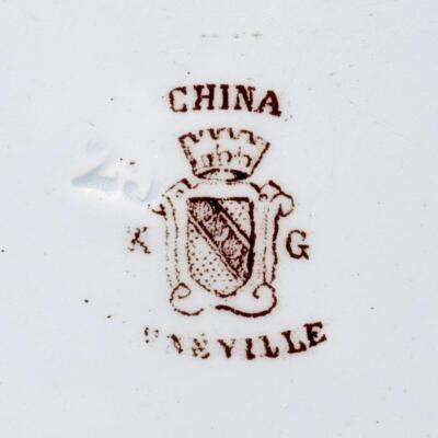 Lunéville　K&G　CHINA　手書きのプレート KG Luneville French Faience Pierced Floral Plates and Compote 4 PC