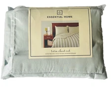 Essential Home Sage Muslin Light Green Twin Sheet Set 3PC/Fitted+Flat+Pillowcase