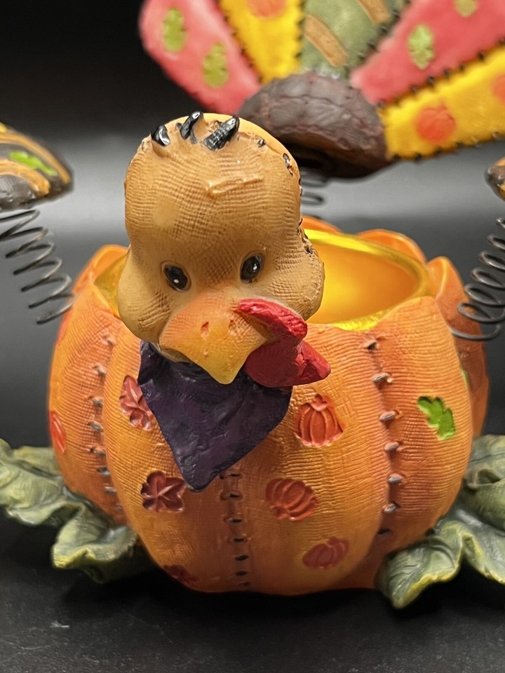 2 Home Interiors Turkey Tealight Candle Holders THANKSGIVING Holiday