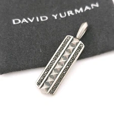 David Yurman Sterling Silver Black Diamonds Pyramid Ingot Pendant