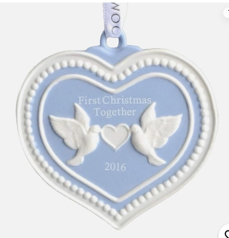 Wedgwood 2016 Our First 1ST Christmas Together Porcelain Ornament Blue Heart-New