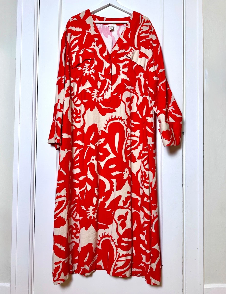 h and m red floral dress H&M Red Floral Long Sleeve Dress Size 6