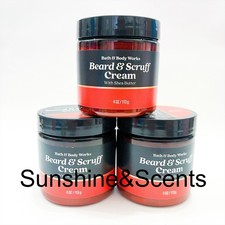 3x Bath Body Works Men's BEARD SCRUFF CREAM Jar Lavender Sage Shea 4oz NEW