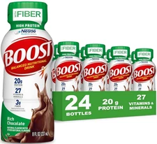 BOOST High Protein with Fiber Nutritional Drink, Rich Chocolate- 8 fl oz 24 pack