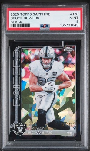 2025 Topps Chrome Sapphire Brock Bowers Black /10 PSA 9 Color Match