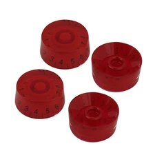 FLEOR 4PCS Barrel Style Red Volume Tone Control Speed Knobs Guitar Button