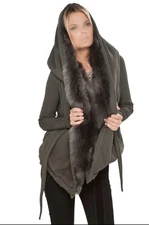 NWT Rick Owens DRKSHDW Toscana Shearling Fur Druid Hoodie Reversible MED Jacket