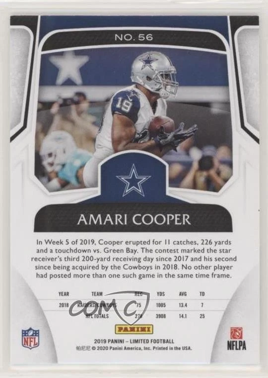 2019 Panini Limited Silver Spotlight /99 Amari Cooper #56 - Image 2 of 2