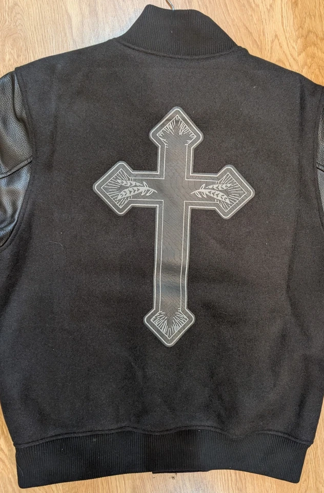 CHAQUETA UNIVERSITARIA EXORCISTA CON LICENCIA OFICIAL CLÁSICA LANA CUERO NUEVA CON ETIQUETAS Foto 4 de 4