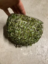 Vintage Metal Glass Beaded Wall Sconce Votive Tea Light Candle 6" x 4” Lantern