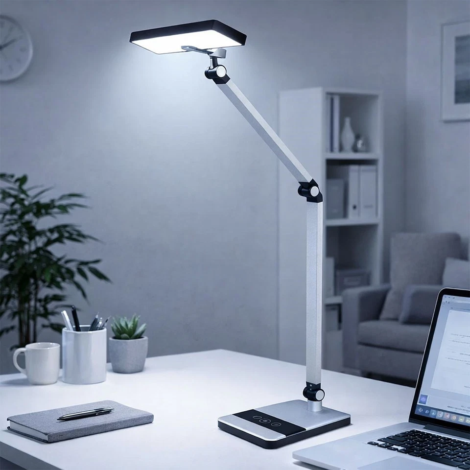 Tischleuchte Schreibtischlampe Leseleuchte LED Touchdimmer CCT silber Alu Büro - Bild 4 von 4
