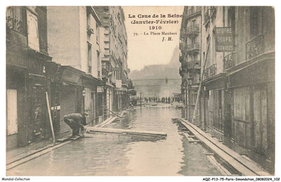 AQZP13-0945-75 - PARIS-INONDATION - Crue de la Seine - La place Maubert