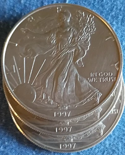 1997 1 oz Silver American Eagle (Brilliant Uncirculated)  3 coins total