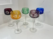 SET OF 5 BOHEMIAN CZECH CUT CRYSTAL GLASSES