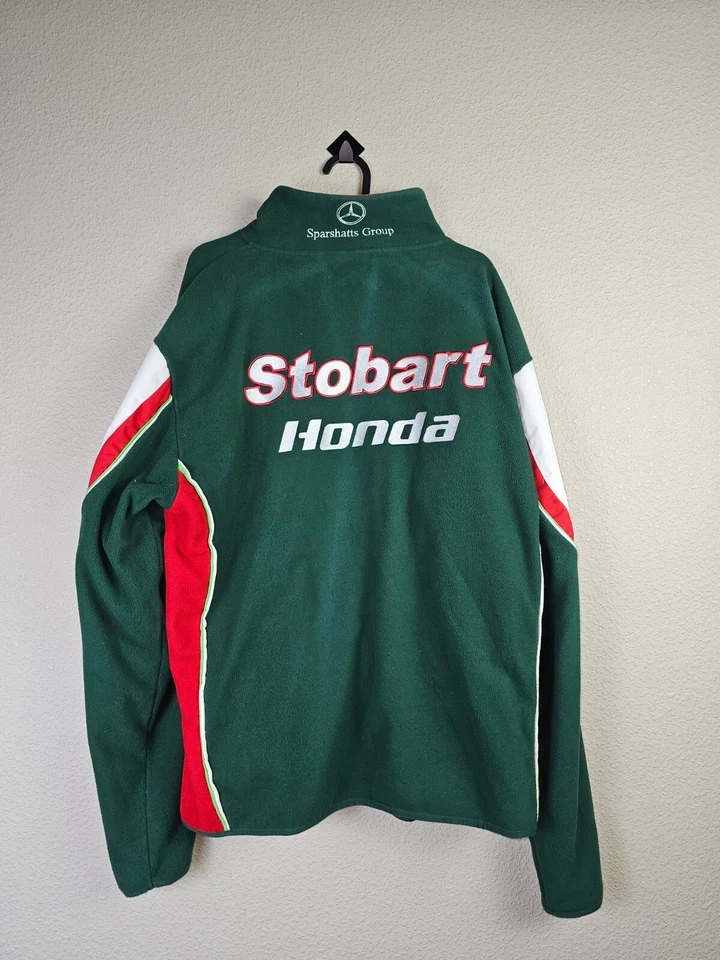 Veste polaire HONDA Racing homme L Motorsport Biker F1 Moto Y2K rétro logo zip - Photo 2/4