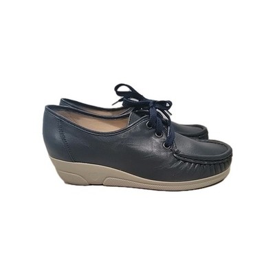 NOS! Softspots Women's Annie Lo Soft Blue Navy Leather, Size 8W US Comfort Shoes
