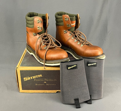 Simms Freestone Felt Sole Fly Fishing Wading Boots Brown Men's 13 + Gravel Guard