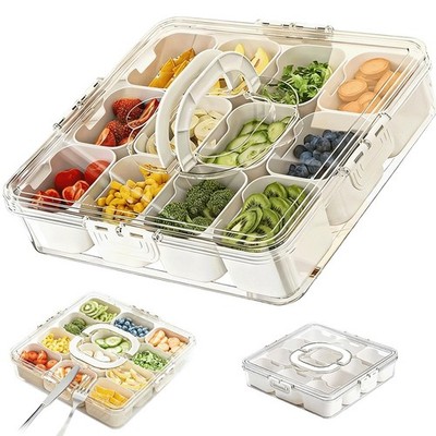 Kunststoff Teebox Organizer 12 Fächer mit Dichtdeckel Griff für Küche Snacks
