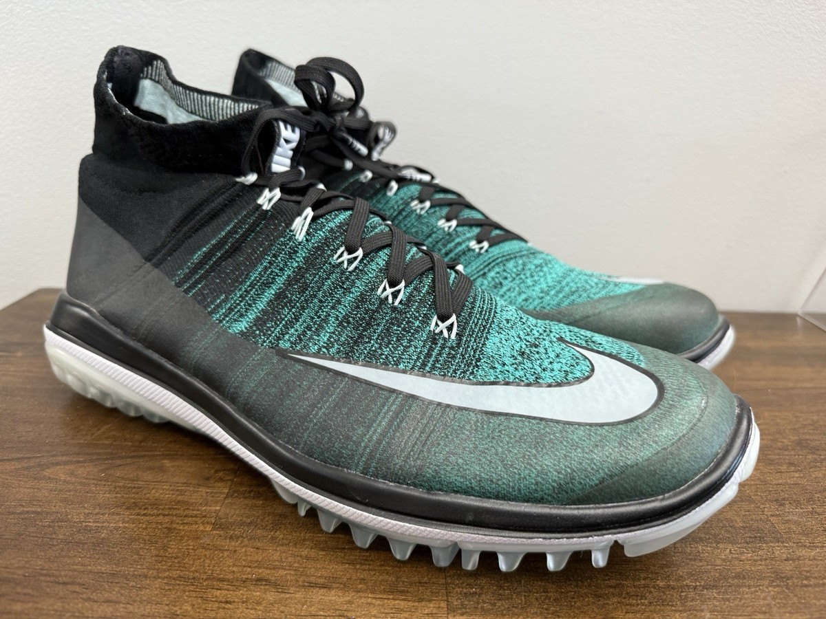 New Nike Mens Flyknit Elite High Top Green Golf Shoes Size