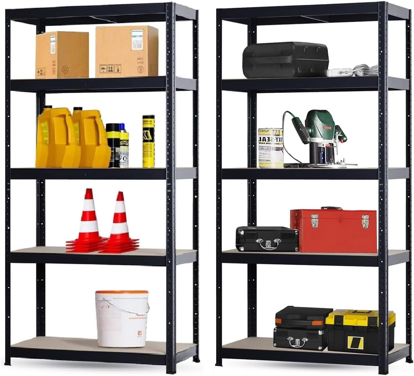 Scaffale Metallo Garage 180X90X40Cm Ad Alta Portata 875Kg, 5 Ripiani Mdf, Scaffa