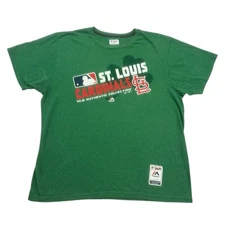 St Louis Cardinals Shirt Mens XL Green Shamrock Majestic Triple Peak Baseball
