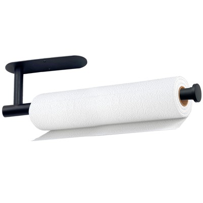 Stainless Steel Self Adhesive or Drilling Paper Towel Holder Under Cabinet Black