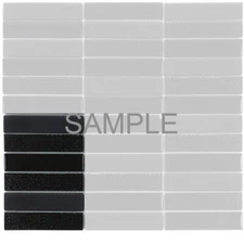 Black Crystal Glass Mosaic Tile Textured Matte Blend Stacked Pattern Backsplash