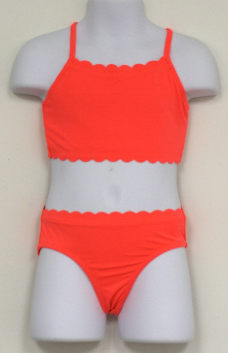 J Crew Crewcuts Girls Bathing Swim Suit Neon Rose 2 Piece