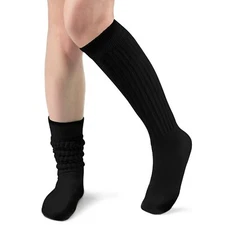 Women's Slouch Knit Knee High Boot Socks Cotton Scrunch Tube Socks for Women