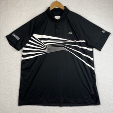Lacoste Sport Shirt Mens 2XL 7 Black White Novak Djokovic Tennis Polo Ultra Dry