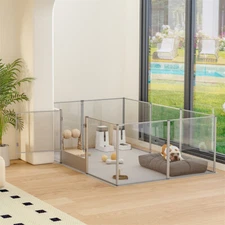 8/10/12 Panels Thicken Acrylic Dog Playpens Clear Dogs Crate Kennels Birth Fence