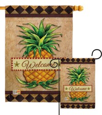 Welcome Pineapple Garden Flag Fruits Food Decorative Gift Yard House Banner