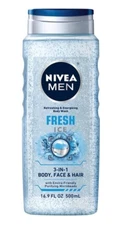 NIVEA MEN FRESH ICE 3 IN 1 BODY FACE HAIR BODY WASH 16.9 FL OZ New